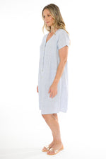 JUMP Clothing 2 Pocket Core Stripe Button Through Linen Dress - Various Colours