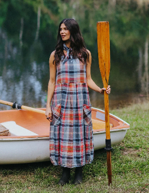 Montaigne - Sartene - French Linen Sleeveless Dress - Multi Check