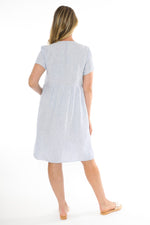 JUMP Clothing 2 Pocket Core Stripe Button Through Linen Dress - Various Colours