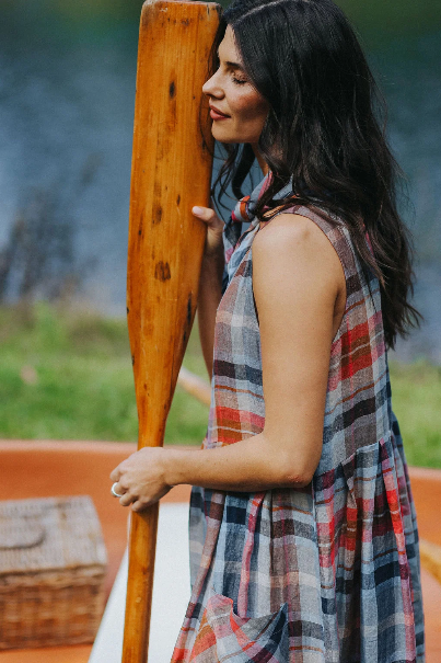 Montaigne - Sartene - French Linen Sleeveless Dress - Multi Check