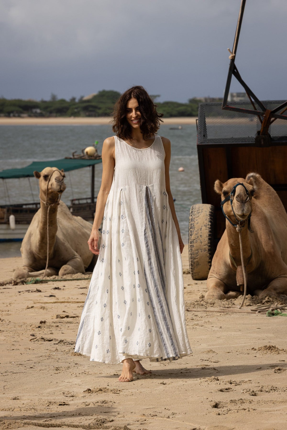 Meg By Design - Inaya Linen Dress - Navy Patch