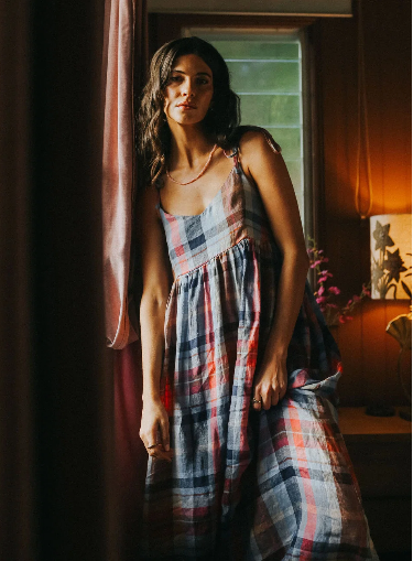 Montaigne - Issey - French Linen Dress - Multi Check