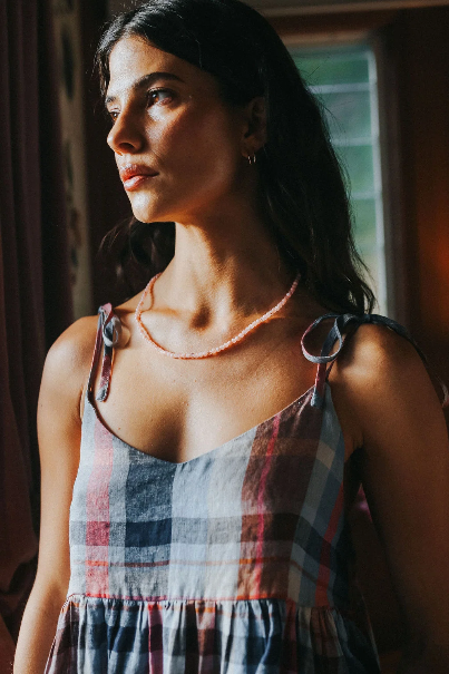 Montaigne - Issey - French Linen Dress - Multi Check