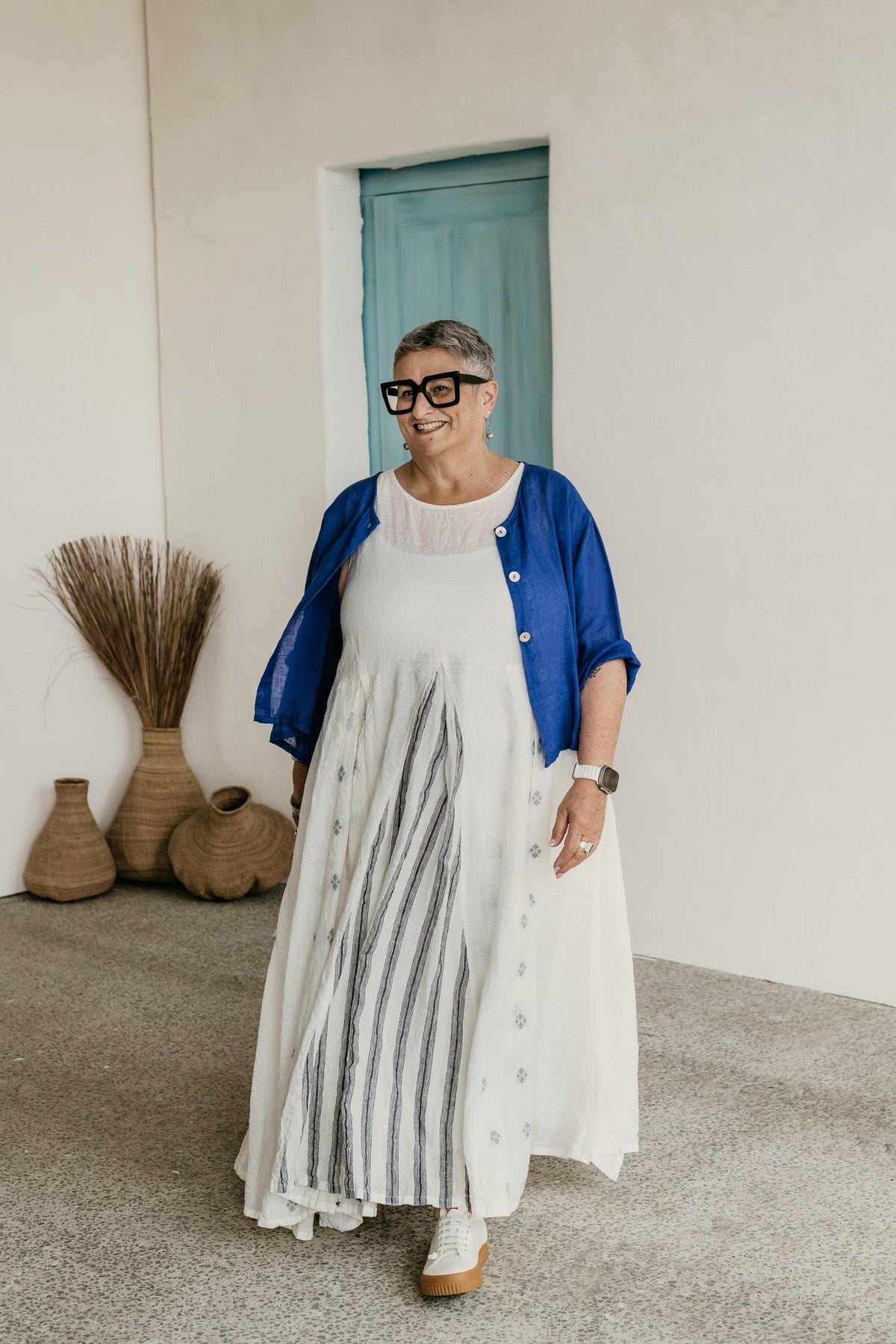 Meg By Design - Inaya Linen Dress - Navy Patch