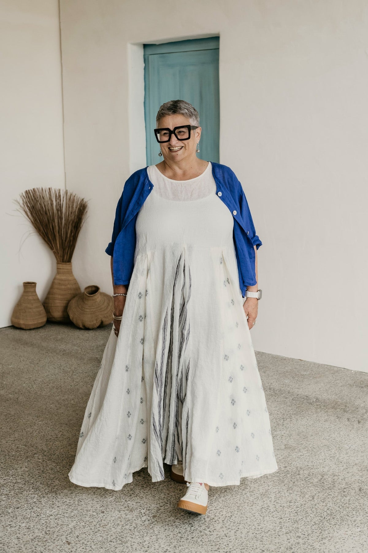 Meg By Design - Inaya Linen Dress - Navy Patch