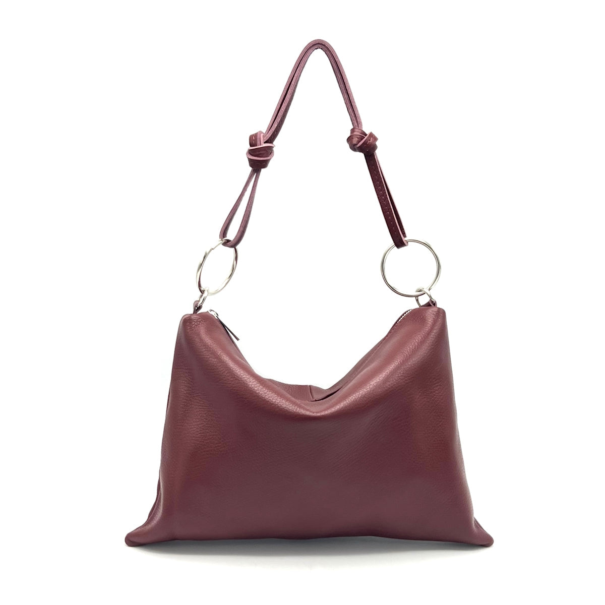 Genuine Leather Shoulder Bag Made in Italy - Wine