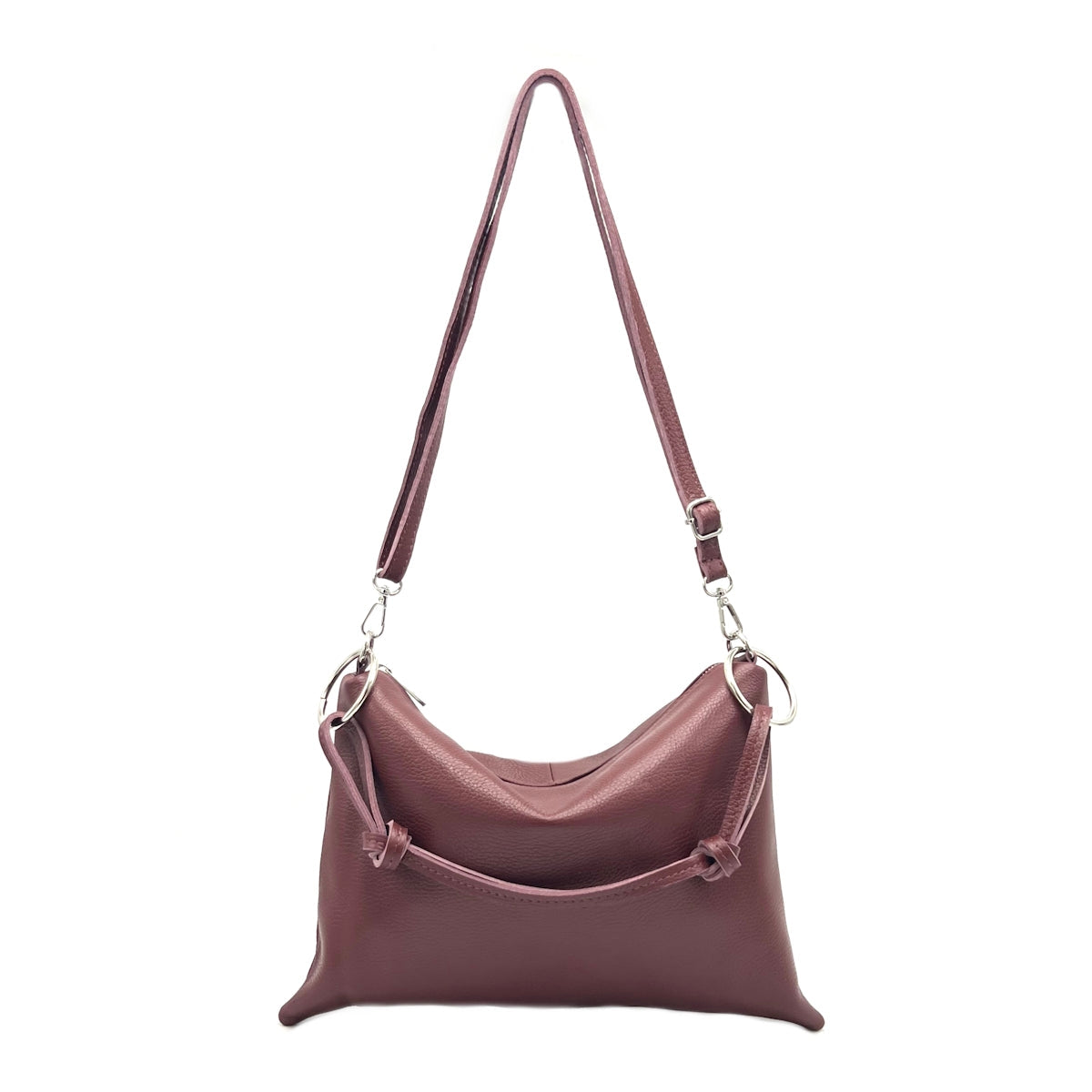 Genuine Leather Shoulder Bag Made in Italy - Wine