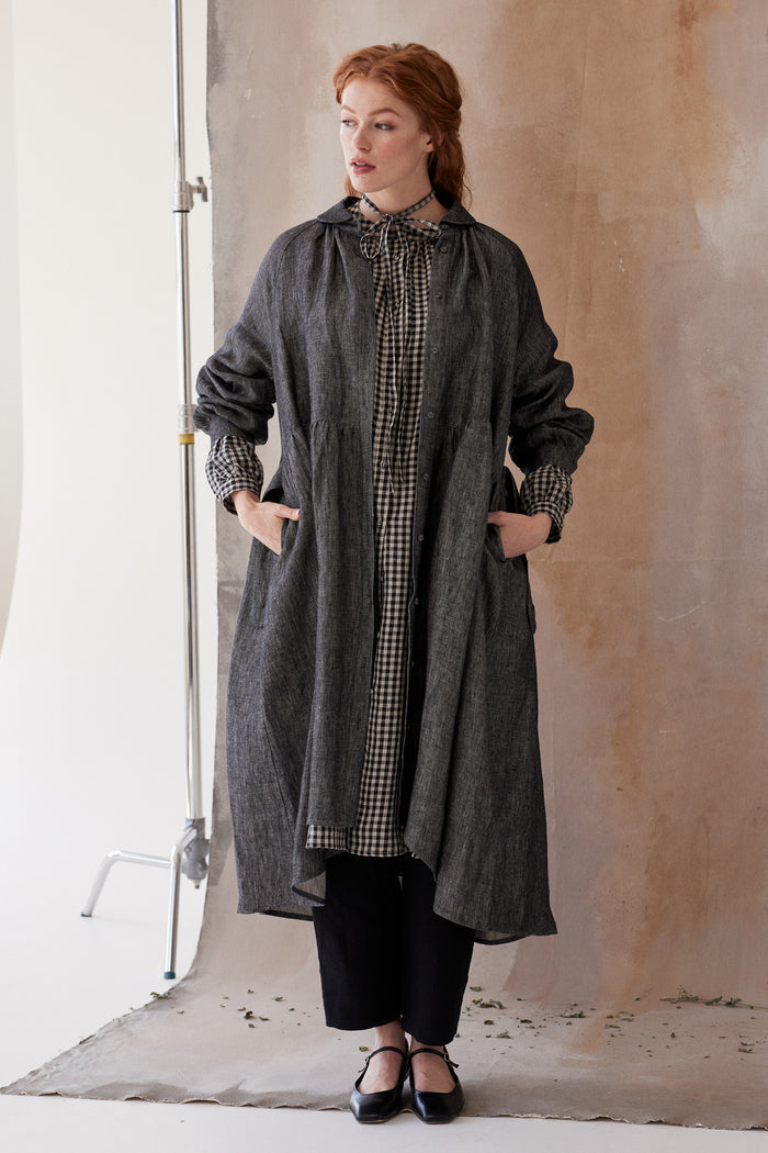 Eva’s Sunday - Maebry - Linen Duster Coat Jacket - Black Denim