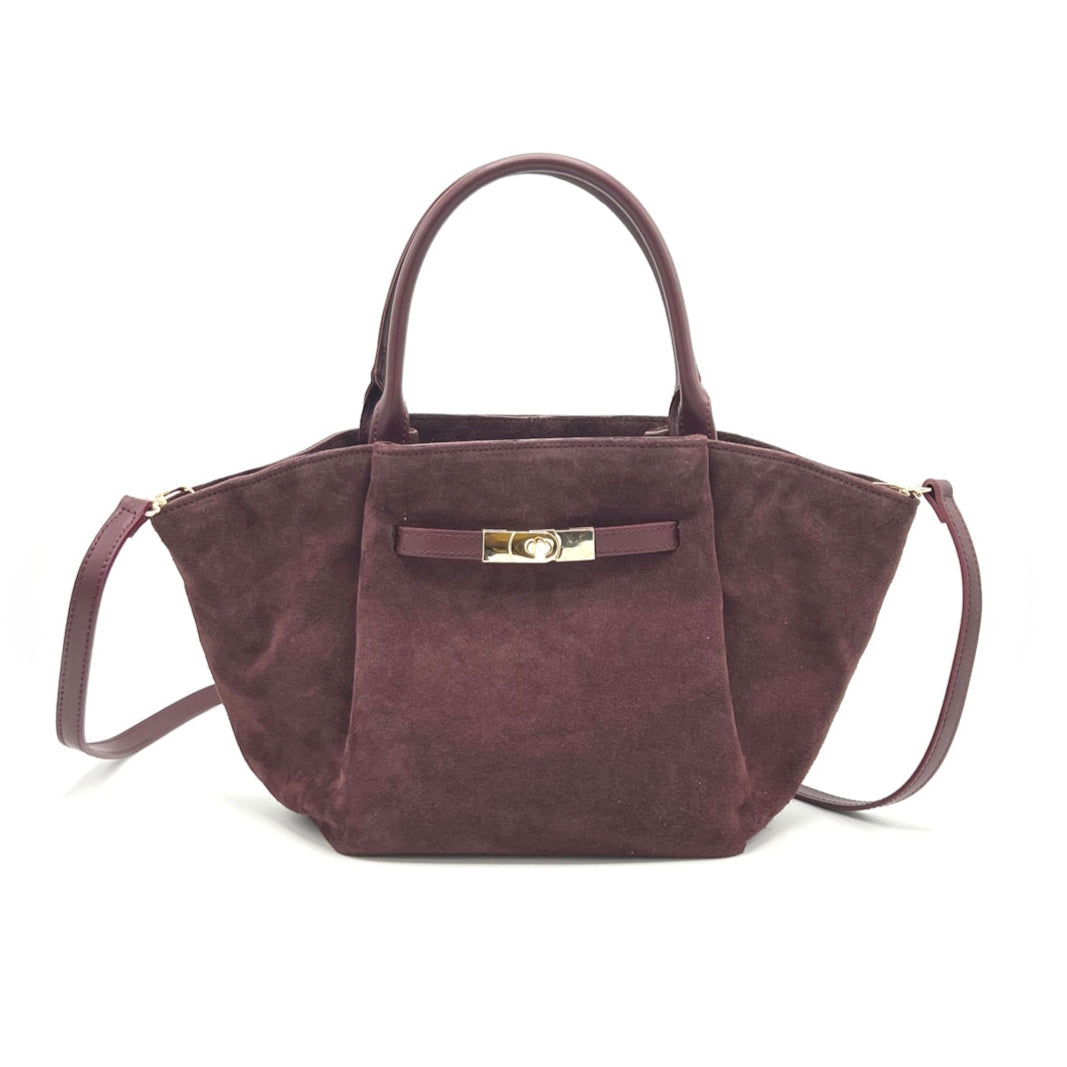 Suede Leather Handbag with Strap Made in Italy - Various Colours