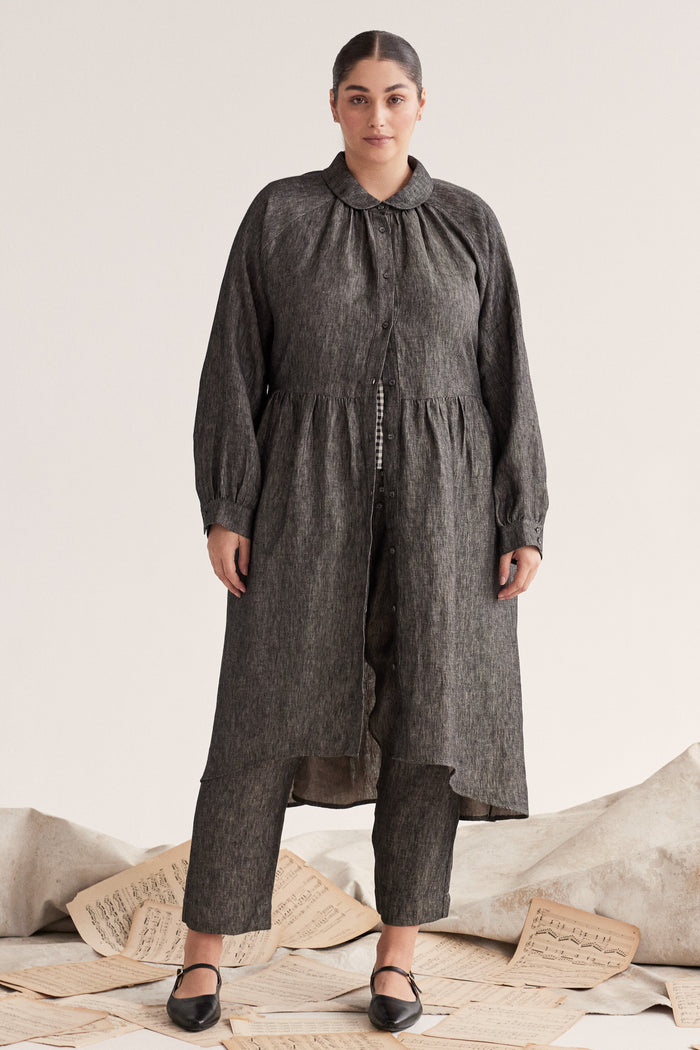 Eva’s Sunday - Maebry - Linen Duster Coat Jacket - Black Denim