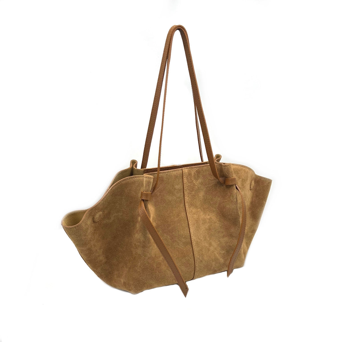 Suede Leather Shopping Bag Made in Italy - Wine