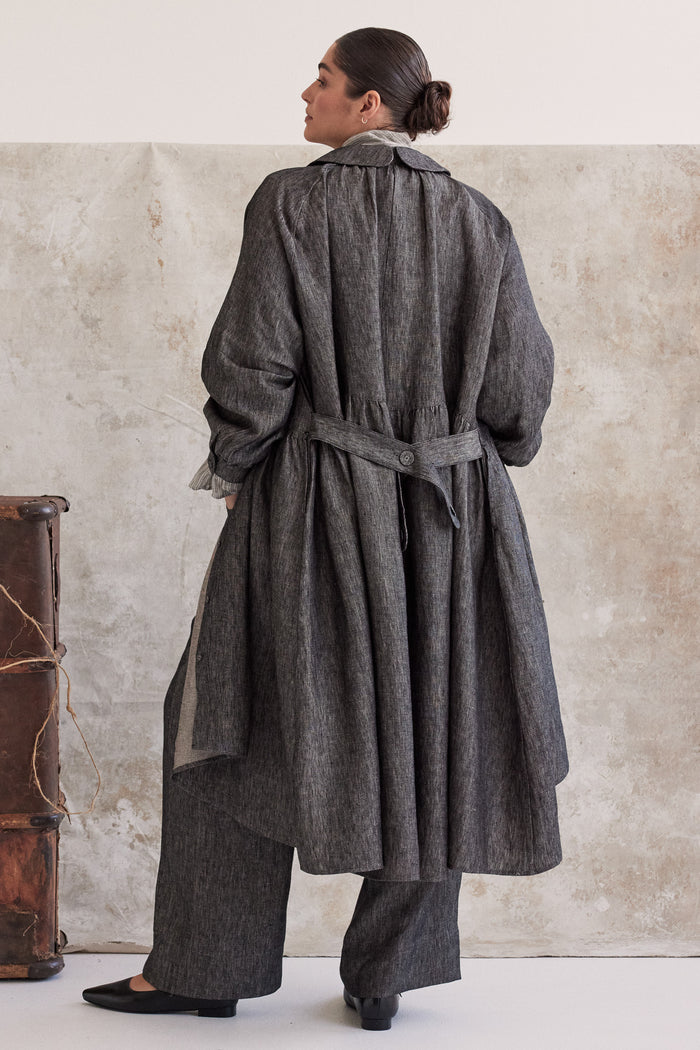 Eva’s Sunday - Maebry - Linen Duster Coat Jacket - Black Denim