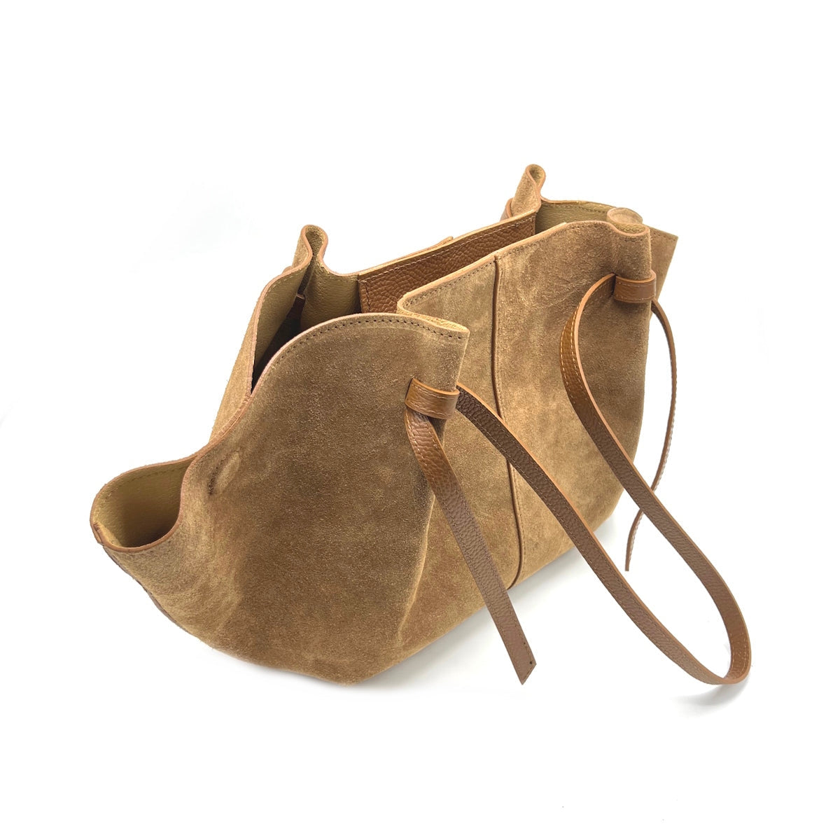 Suede Leather Shopping Bag Made in Italy - Wine