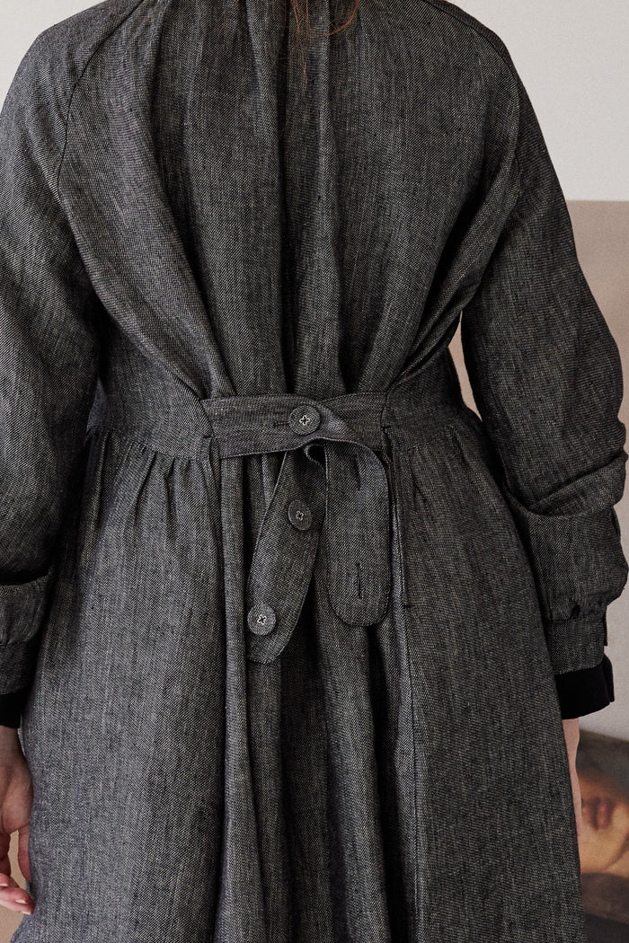 Eva’s Sunday - Maebry - Linen Duster Coat Jacket - Black Denim