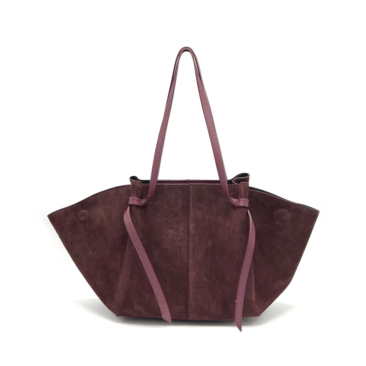 Suede Leather Shopping Bag Made in Italy - Wine