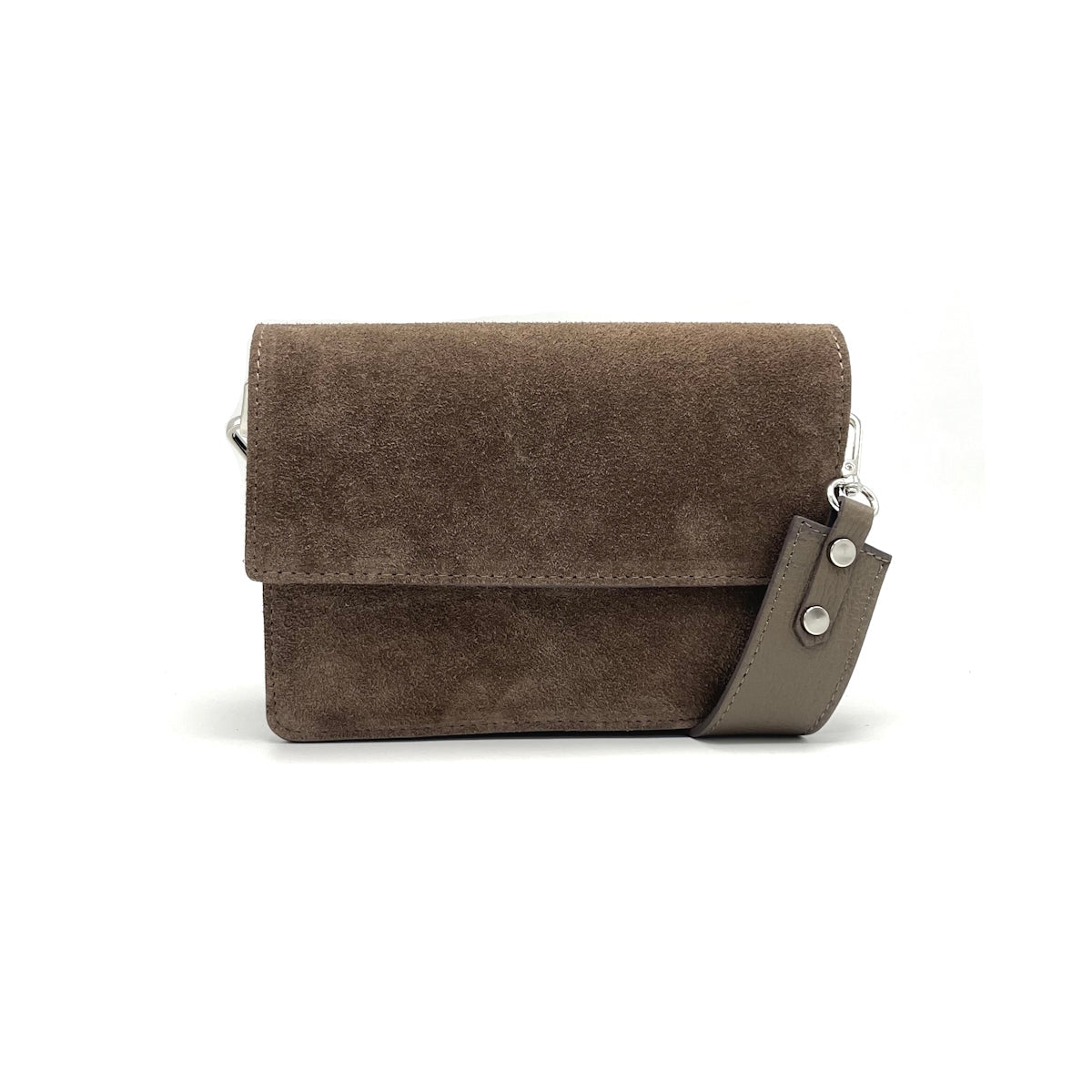 Suede Leather Shoulder Bag Made in Italy - Taupe