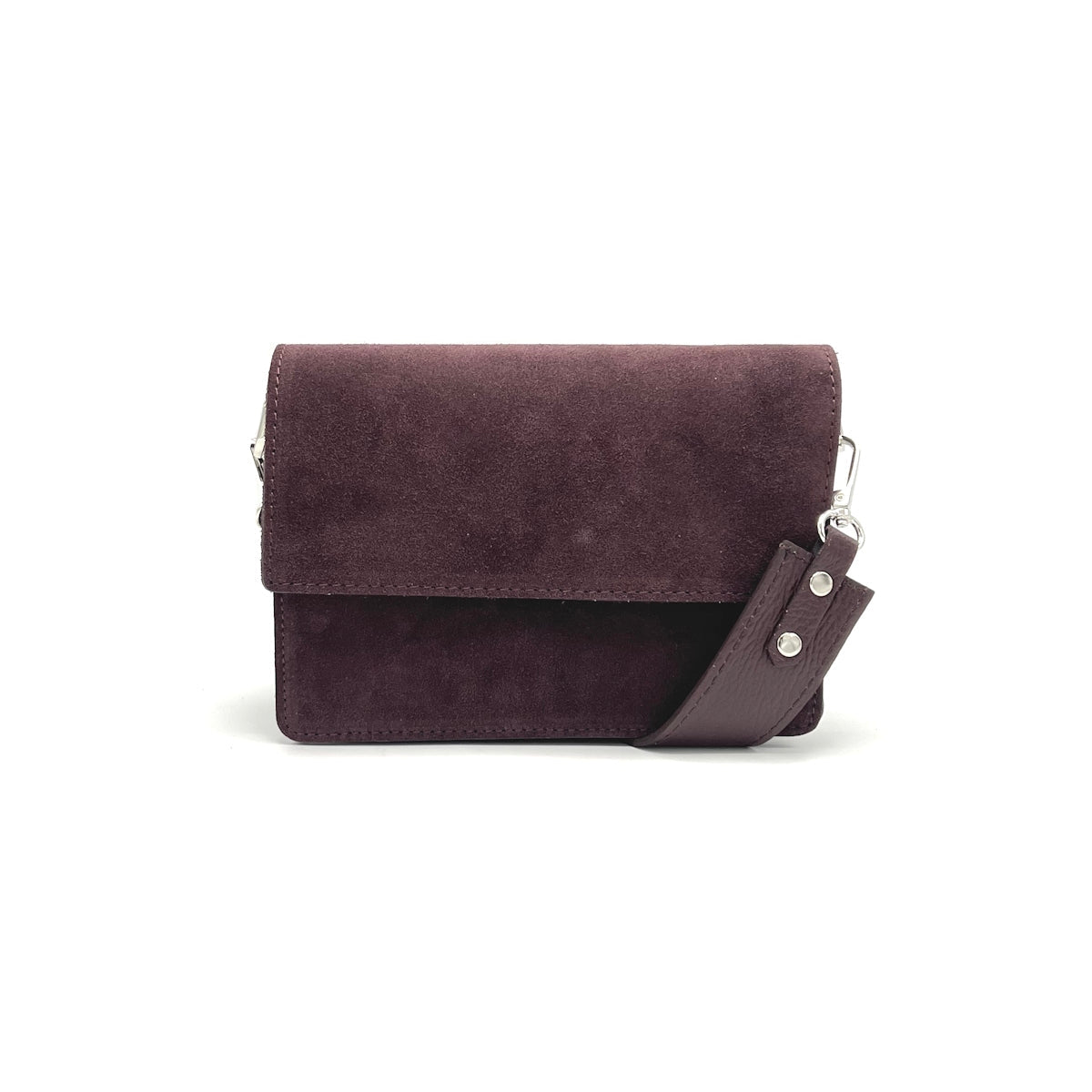 Suede Leather Shoulder Bag Made in Italy - Taupe