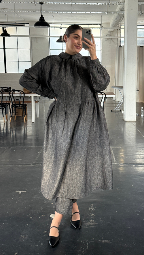 Eva’s Sunday - Maebry - Linen Duster Coat Jacket - Black Denim