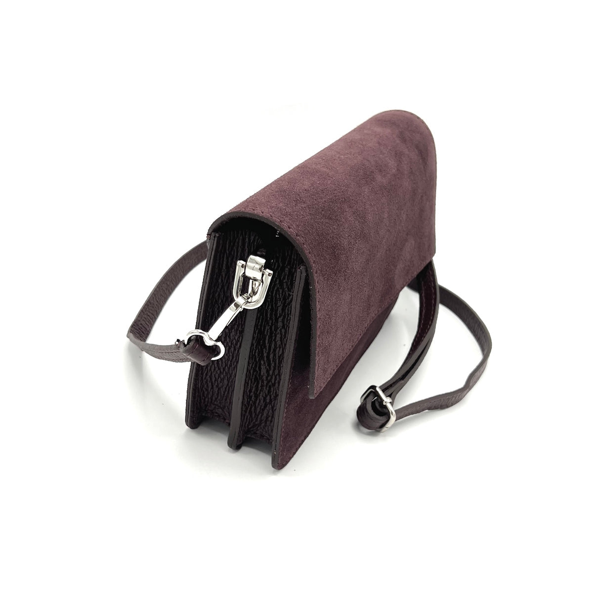 Suede Leather Shoulder Bag Made in Italy - Taupe