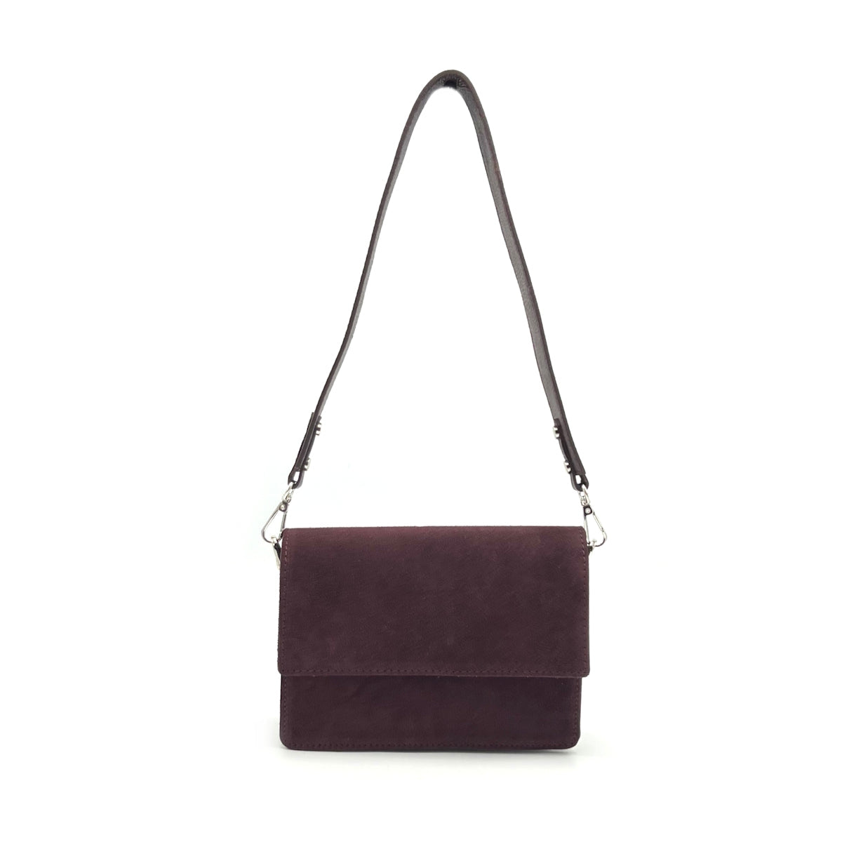 Suede Leather Shoulder Bag Made in Italy - Taupe