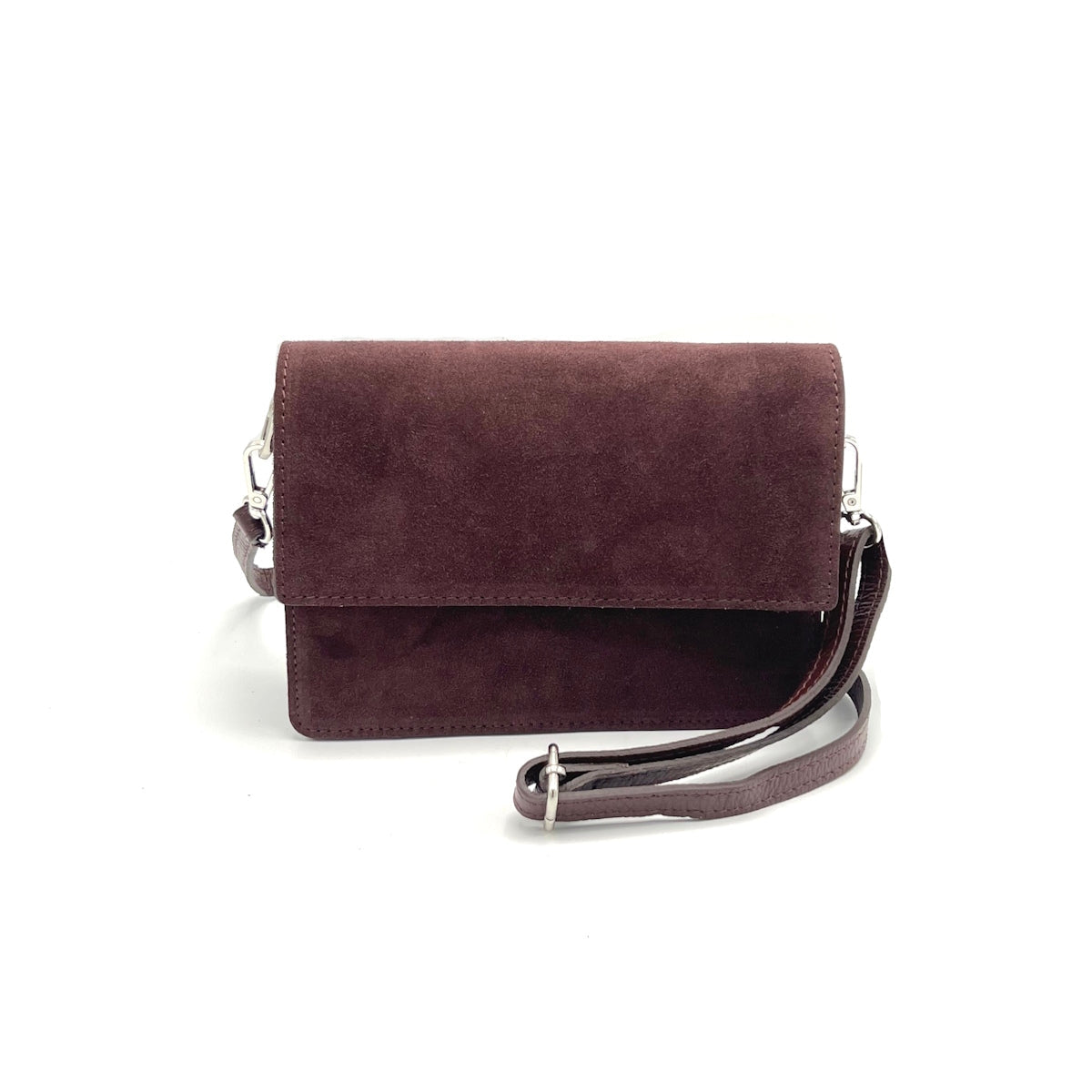 Suede Leather Shoulder Bag Made in Italy - Taupe