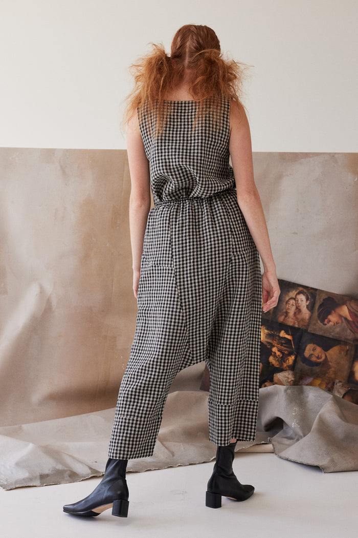 Eva’s Sunday - Ginza - Drop Crotch Pant -  Black Gingham
