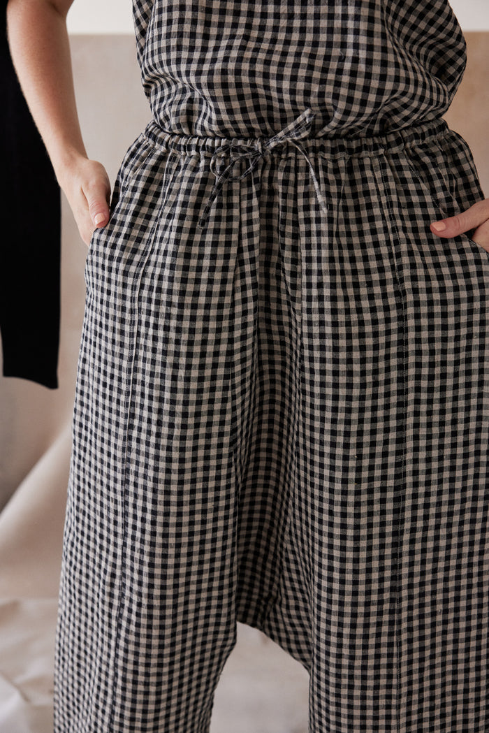 Eva’s Sunday - Ginza - Drop Crotch Pant -  Black Gingham