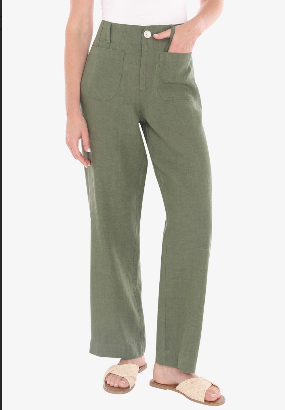 JUMP Clothing - Patch Pocket Linen Pant - Basil