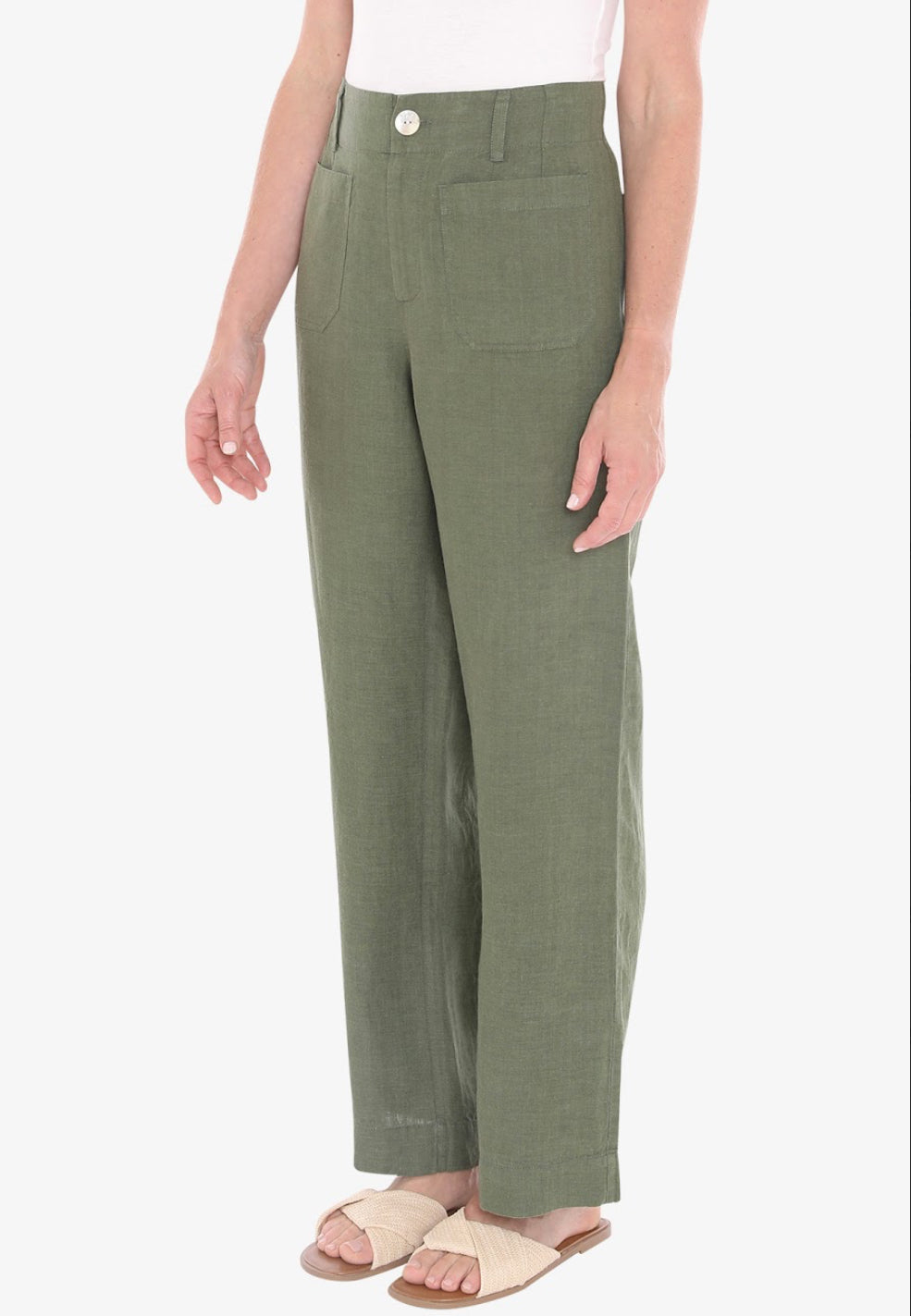 JUMP Clothing - Patch Pocket Linen Pant - Basil
