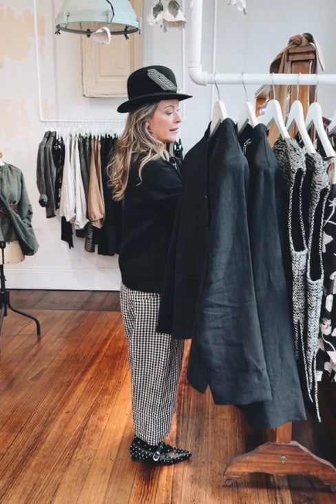 Eva’s Sunday - Ginza - Drop Crotch Pant -  Black Gingham