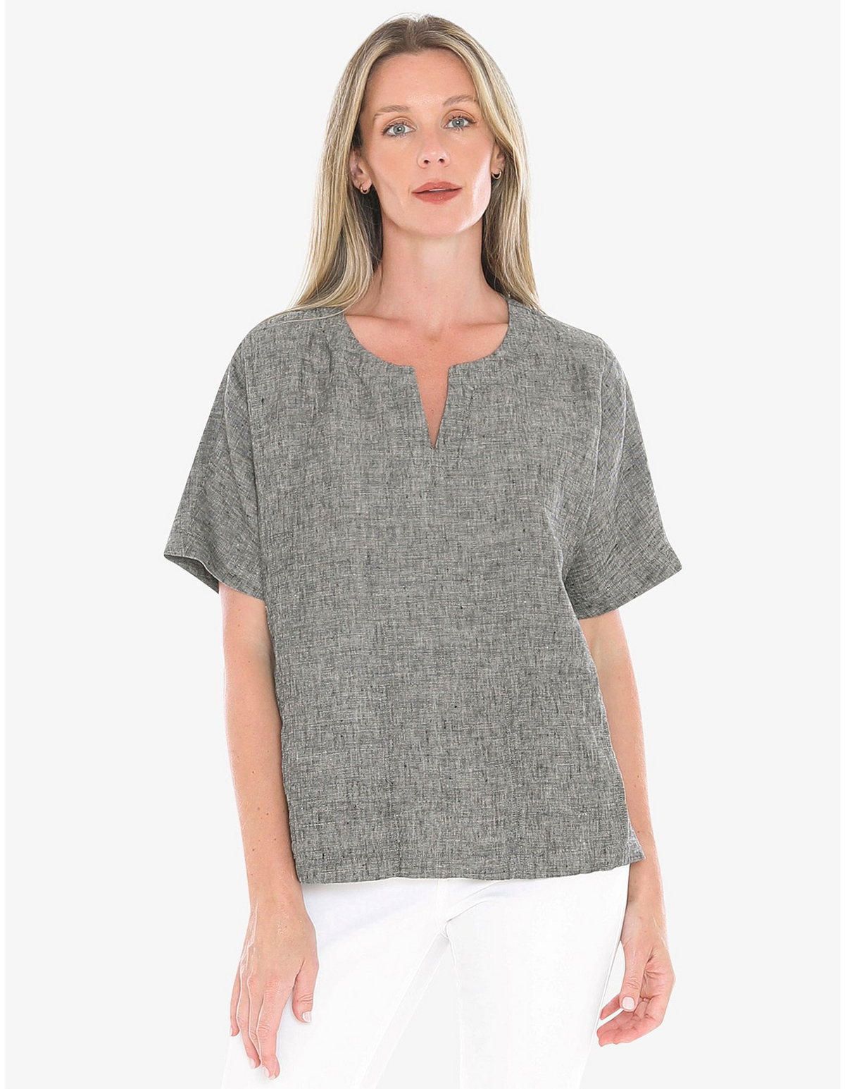 JUMP Clothing - 2 Pocket Linen Top - Blackstone
