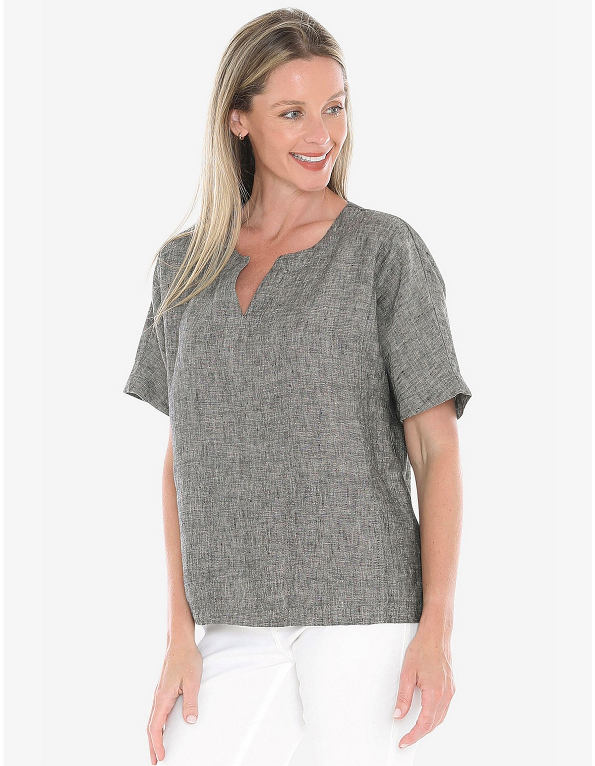 JUMP Clothing - 2 Pocket Linen Top - Blackstone