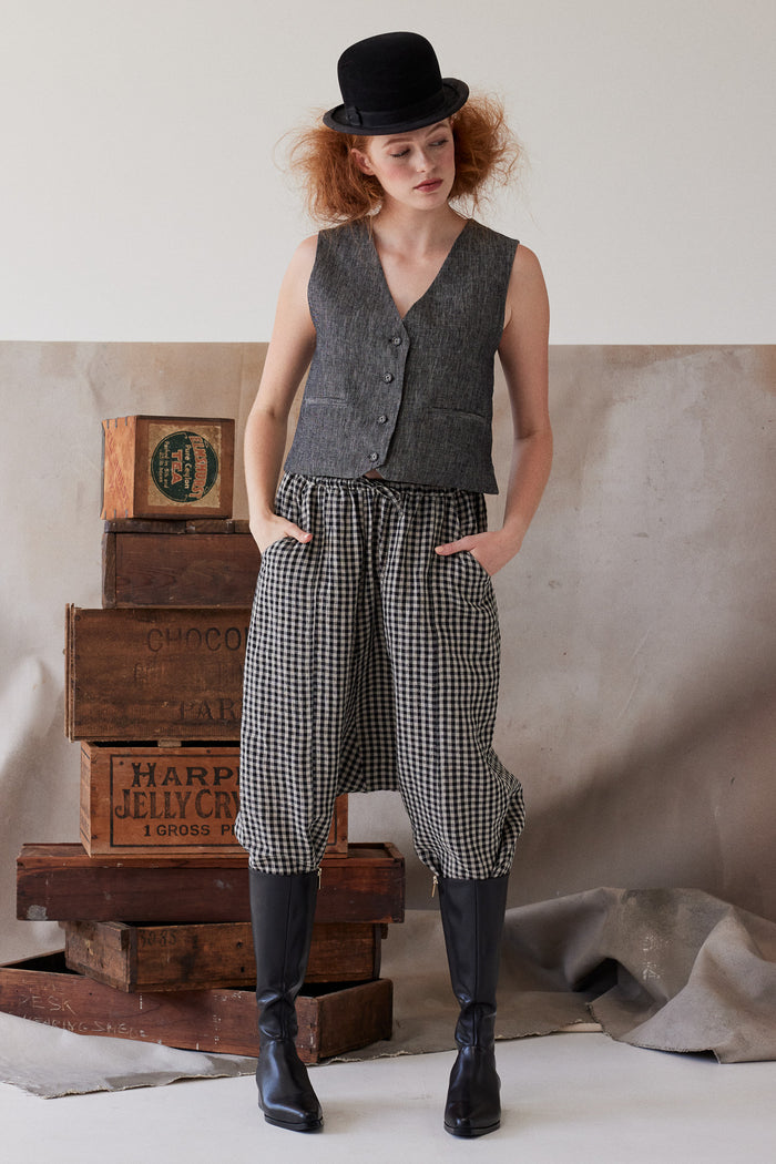 Eva’s Sunday - Winston Linen Waistcoat - Black Denim