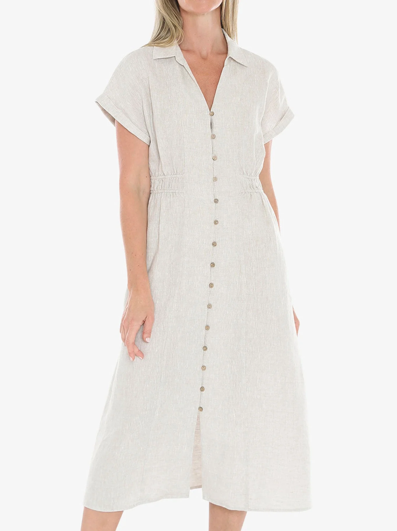 JUMP Clothing - Elastic Waist Dress - Natural Flax