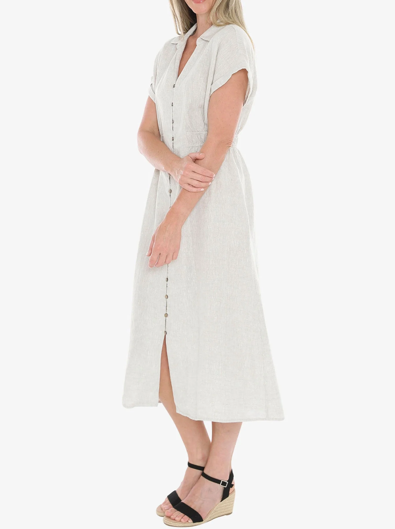 JUMP Clothing - Elastic Waist Dress - Natural Flax
