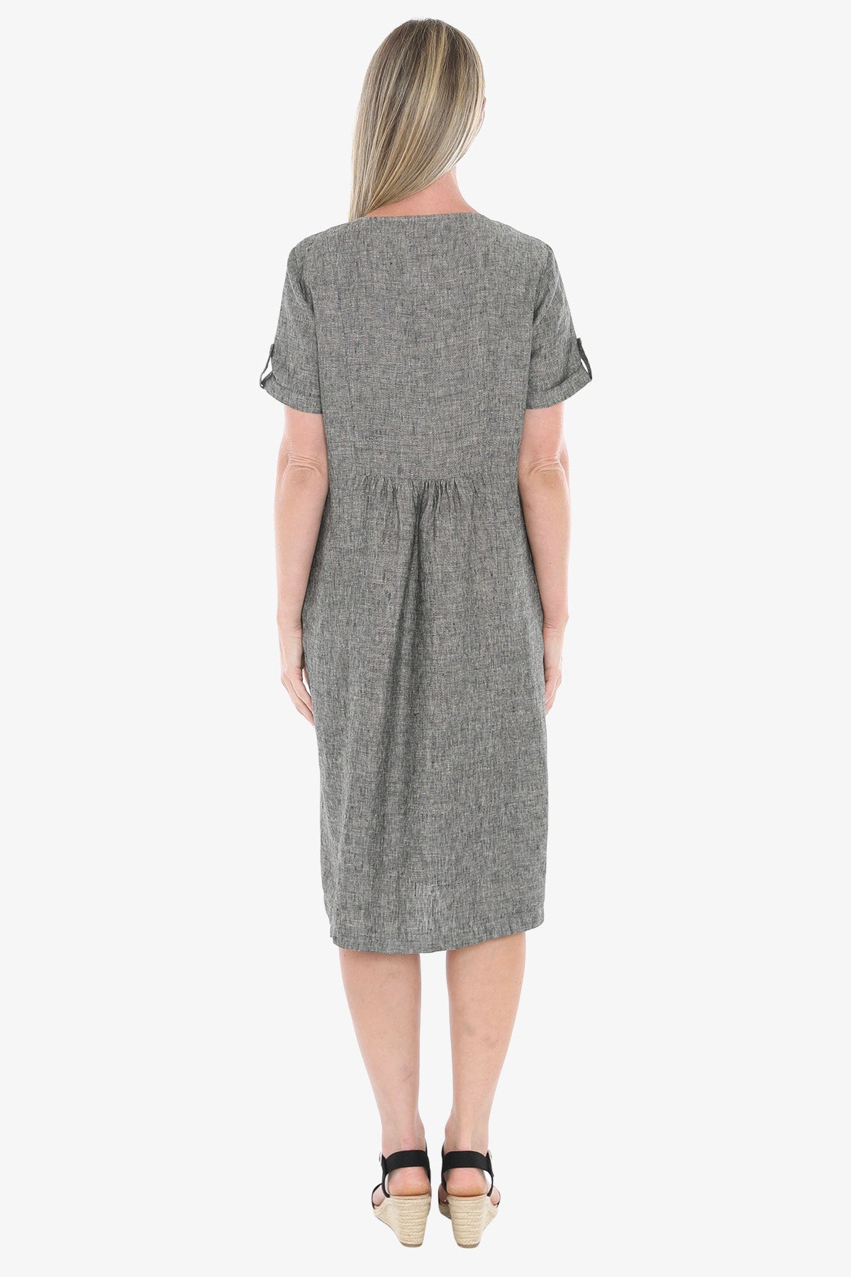 JUMP Clothing - Gather Waist Linen Dress - Blackstone