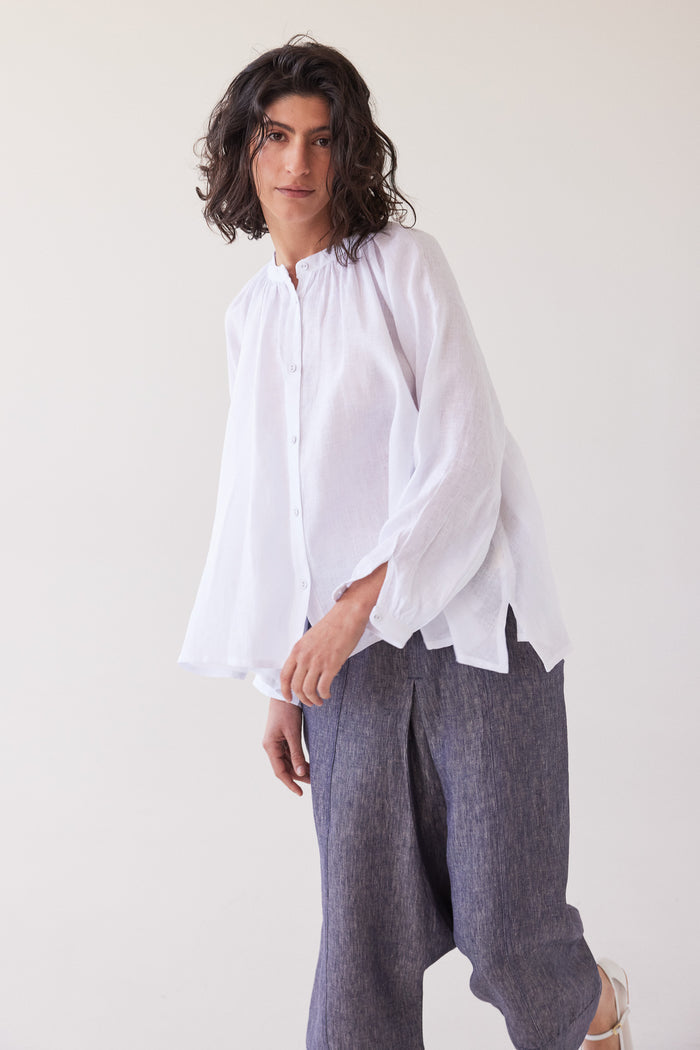 Eva’s Sunday - Vento - Long Sleeve Linen Shirt - White