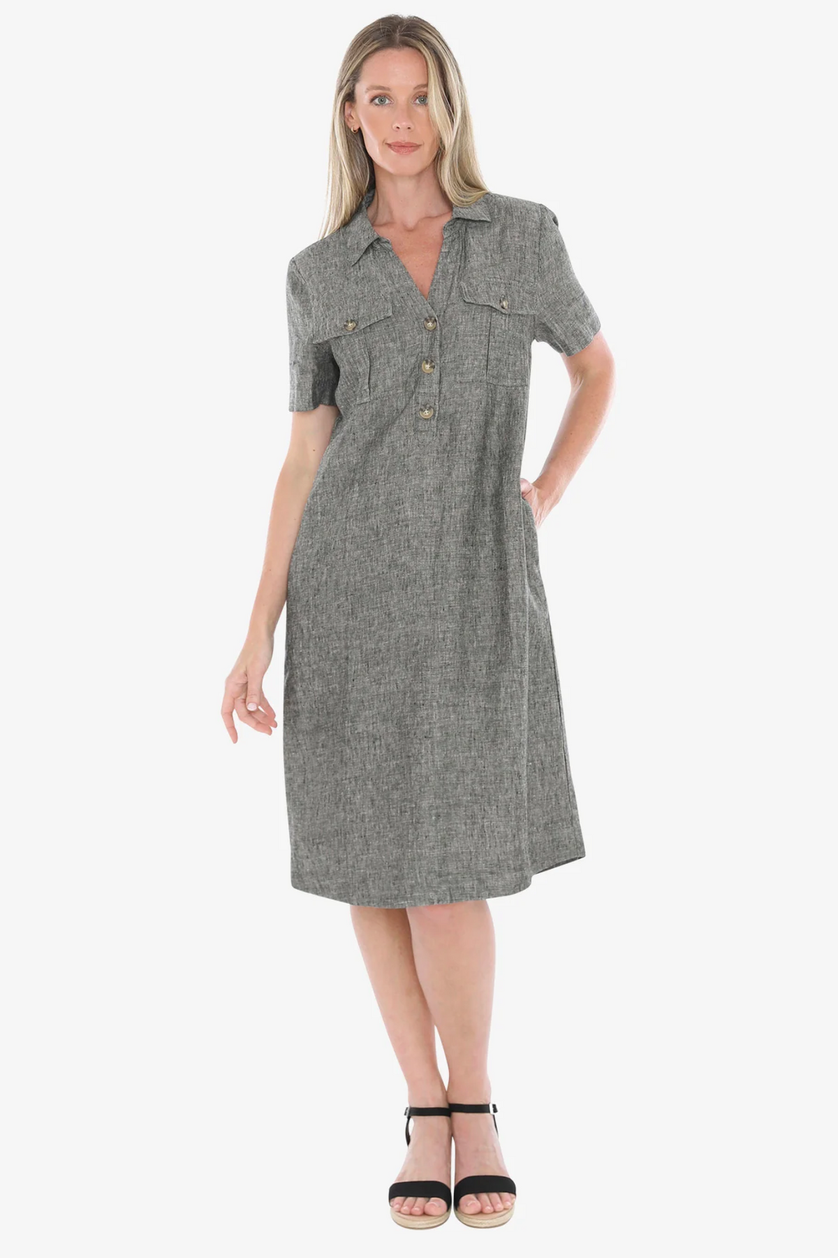 JUMP Clothing - Pocket Linen Dress - Blackstone