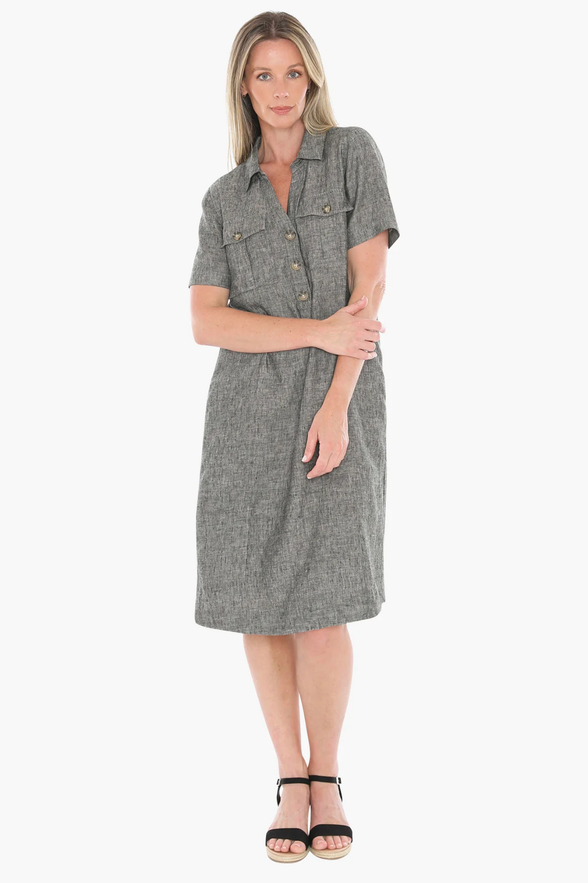 JUMP Clothing - Pocket Linen Dress - Blackstone