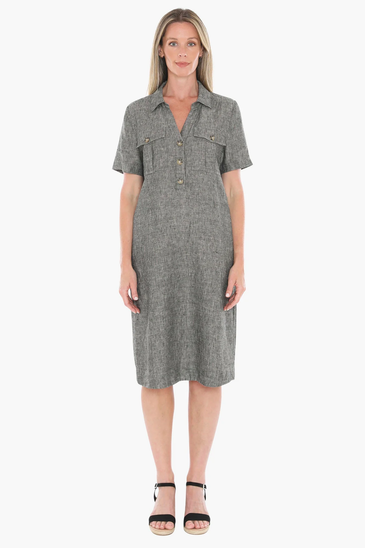 JUMP Clothing - Pocket Linen Dress - Blackstone