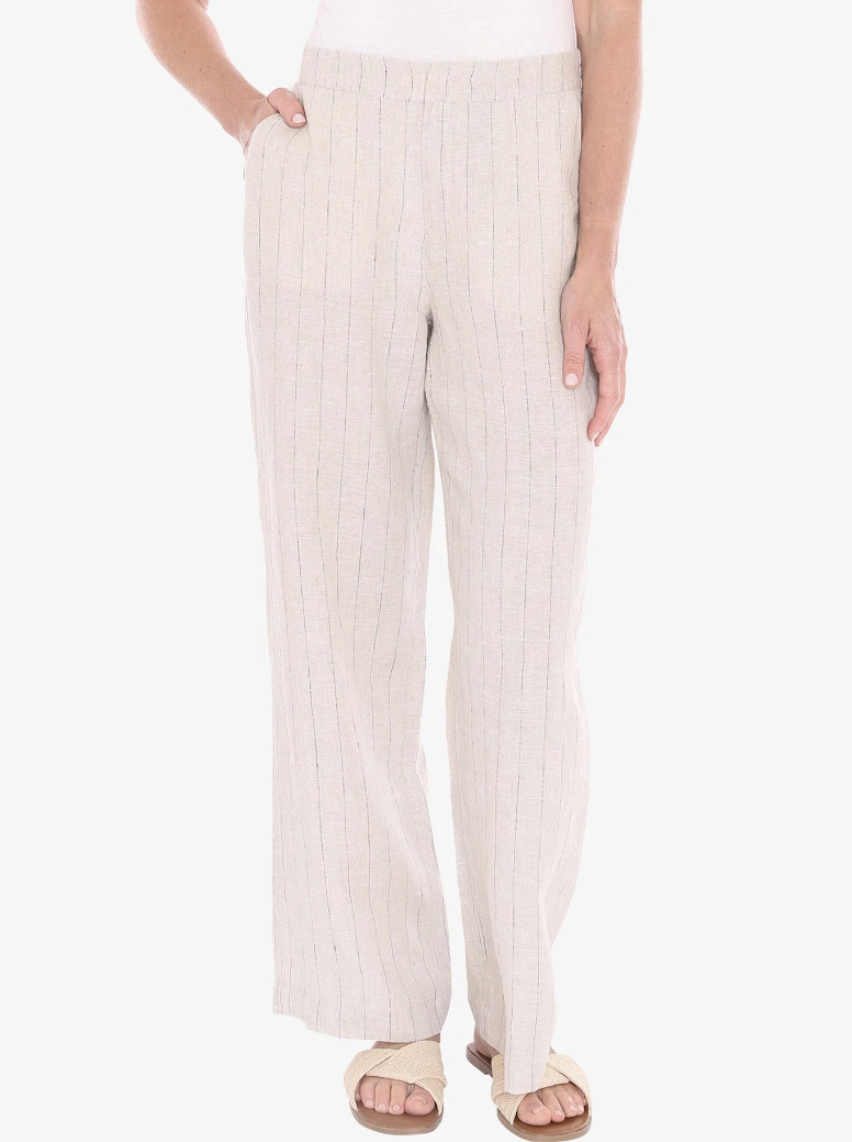 JUMP Clothing - Pinstripe Linen Pant - Natural
