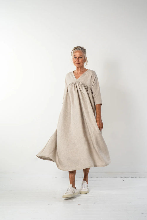 Eva’s Sunday ‘Cora’ Linen Dress - Neutral - LAST ONE - Size XS