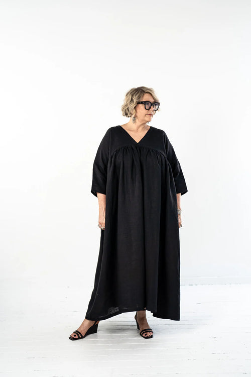 Eva’s Sunday ‘Cora’ Linen Dress - Black