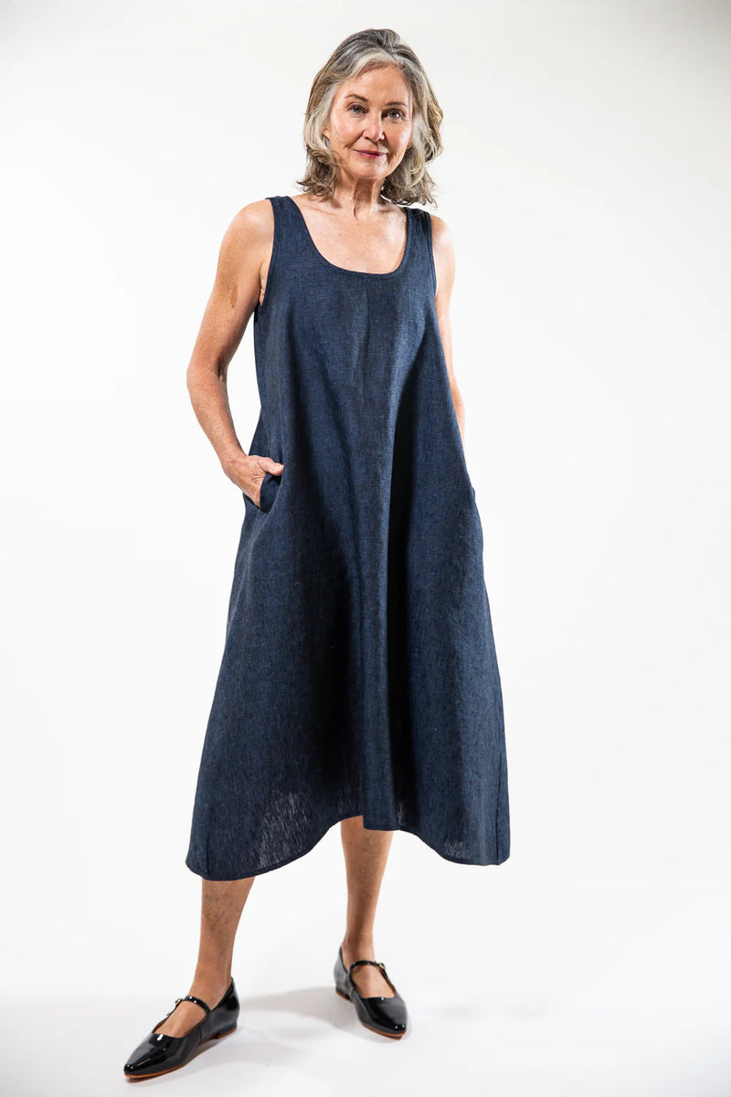 Eva’s Sunday ‘Danni’ Slip Linen Dress - Navy