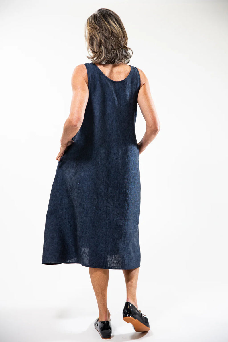 Eva’s Sunday ‘Danni’ Slip Linen Dress - Navy