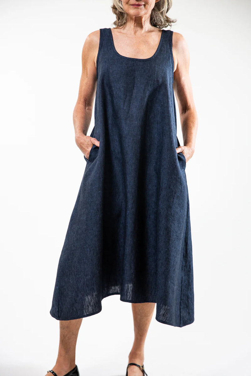 Eva’s Sunday ‘Danni’ Slip Linen Dress - Navy