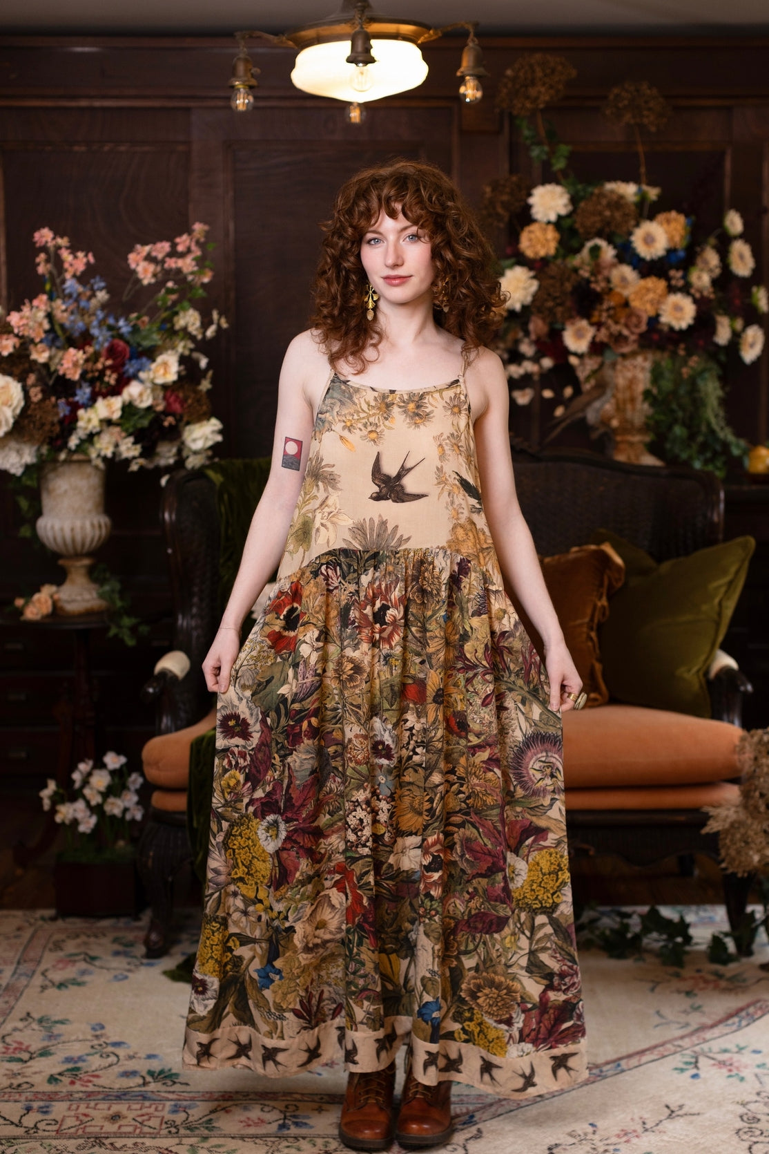 Market Of Stars - Golden Hour - Long Maxi Bohéme Slip Dress - Floral Print
