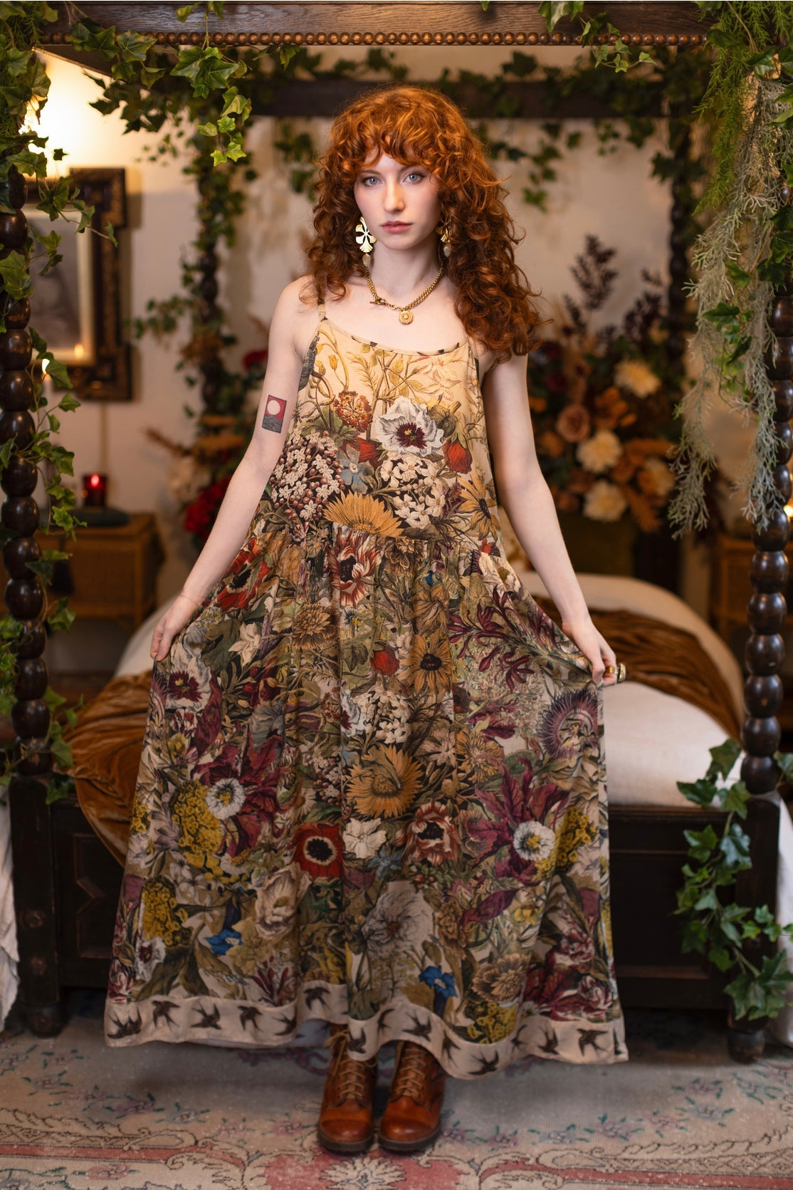 Market Of Stars - Golden Hour - Long Maxi Bohéme Slip Dress - Floral Print