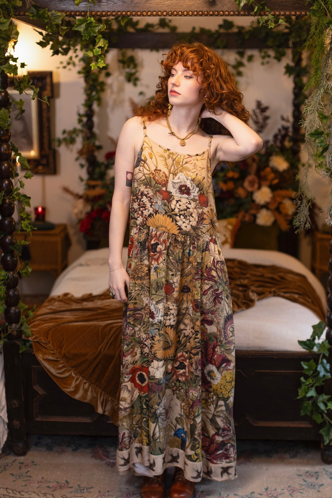 Market Of Stars - Golden Hour - Long Maxi Bohéme Slip Dress - Floral Print