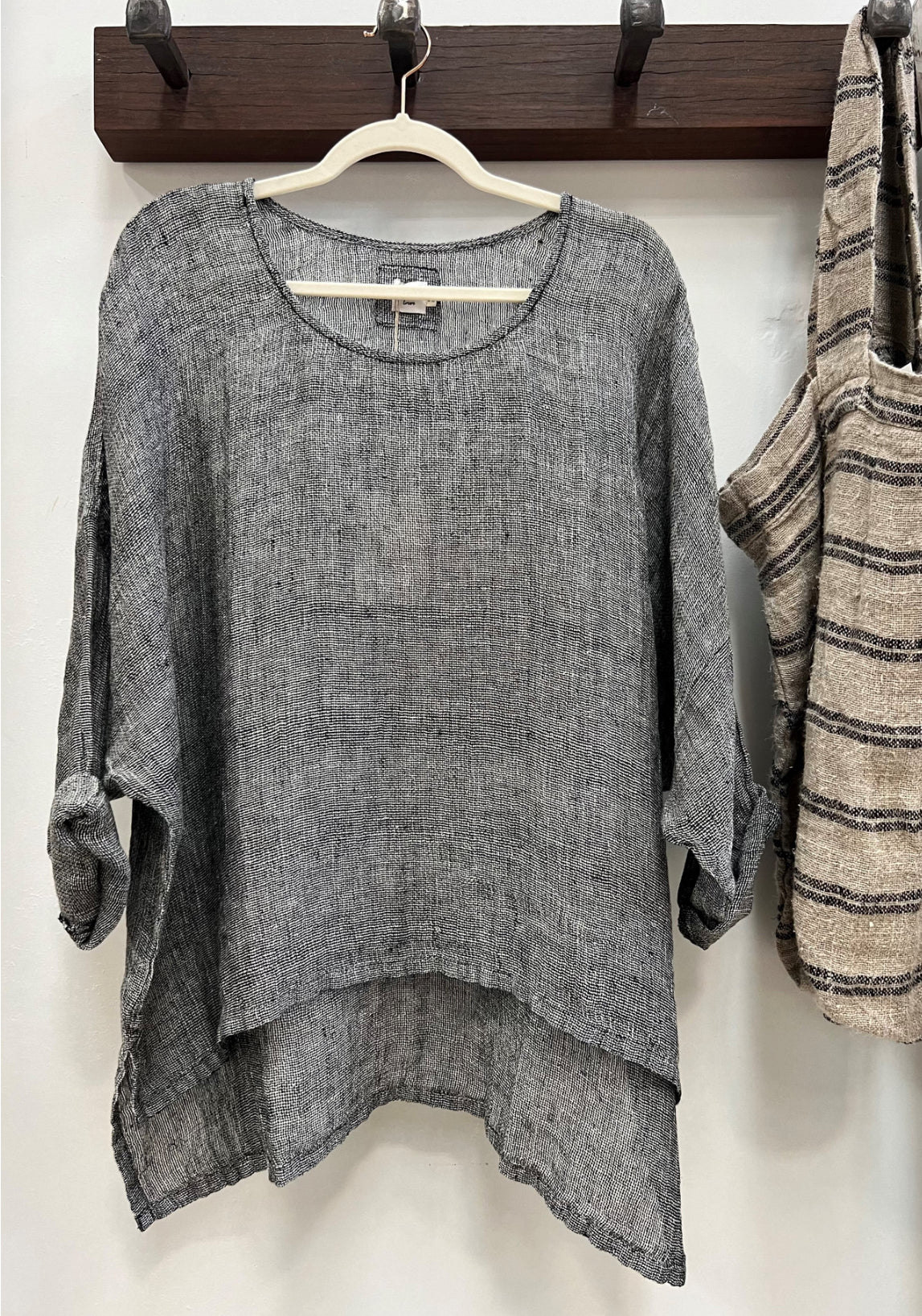 Rustic Linen - Valentina Top - Black & White Woven
